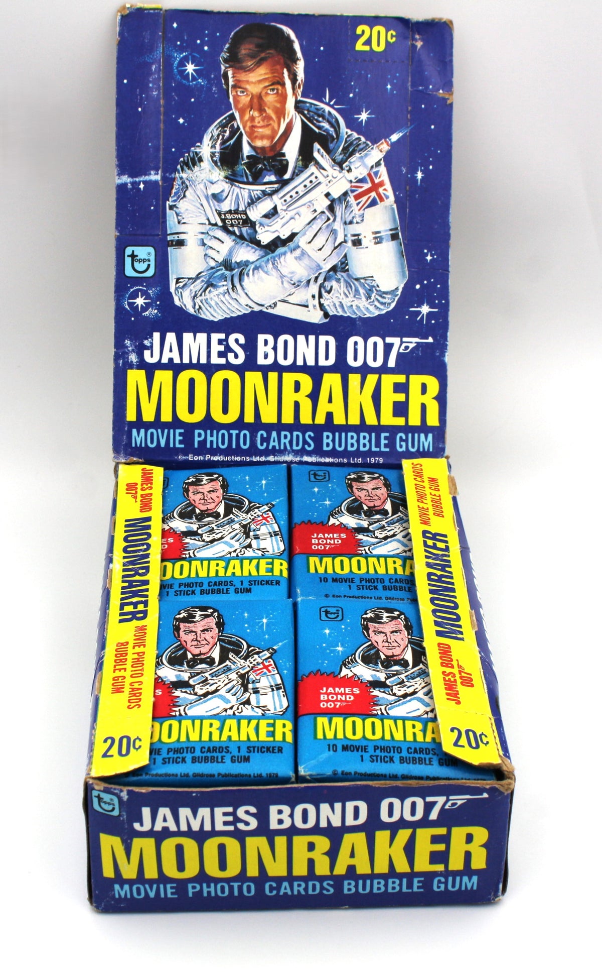 1979 Topps Moonraker 007 Display Box & Sealed Wax Packs, Canadian Price Variant, G+