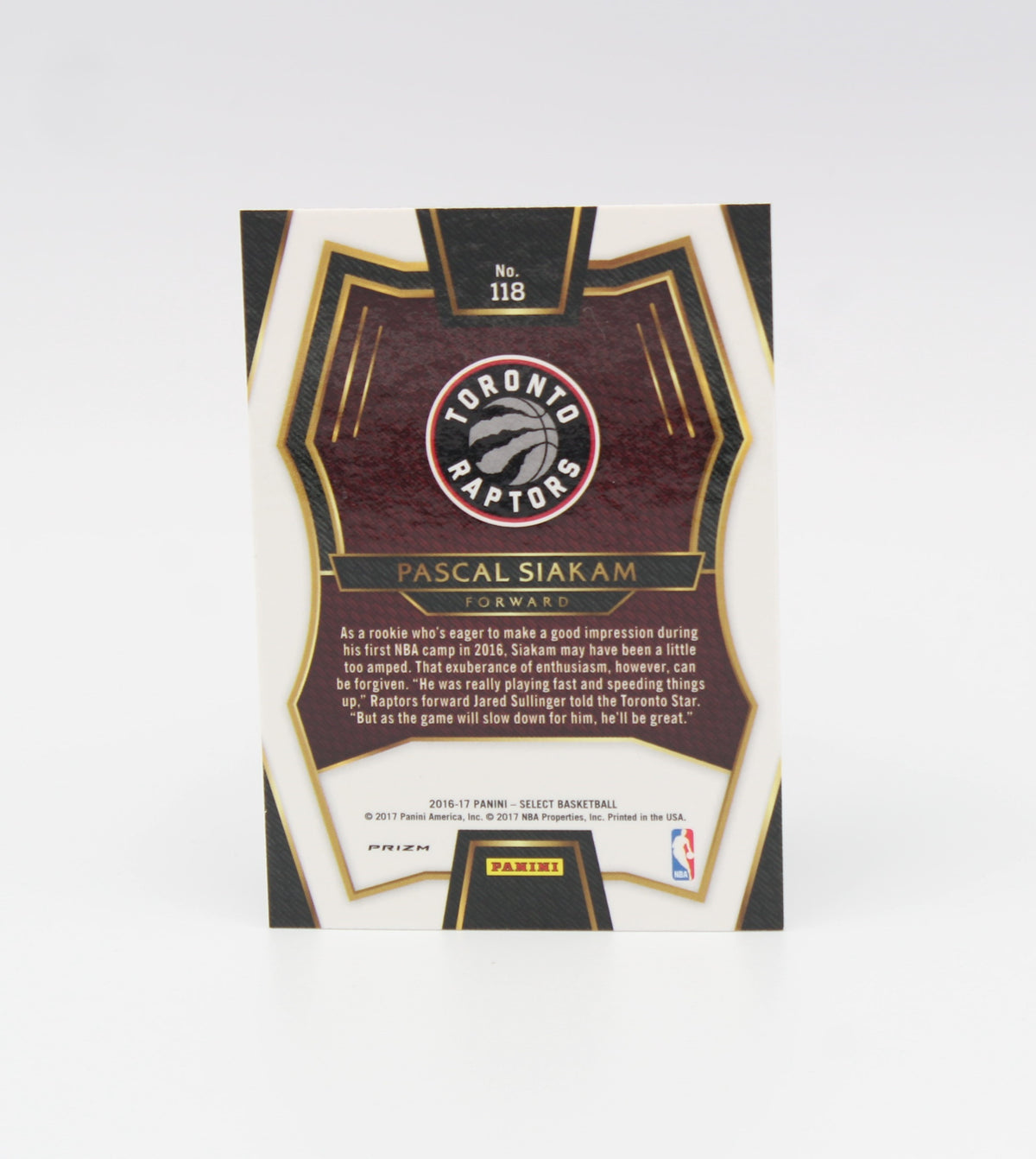 2016-17 Panini Select Pascal Siakam Silver Prizm Rookie Card