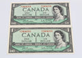 Pair of Consecutive 1954 Bank of Canada $1 Modified Portrait Banknotes