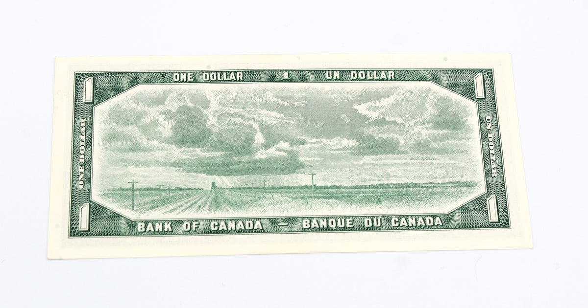 1954 Bank of Canada $1 Dollar Modified Portrait Banknote, AU 50