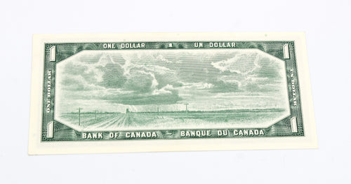 1954 Bank of Canada $1 Dollar Modified Portrait Banknote, AU 50