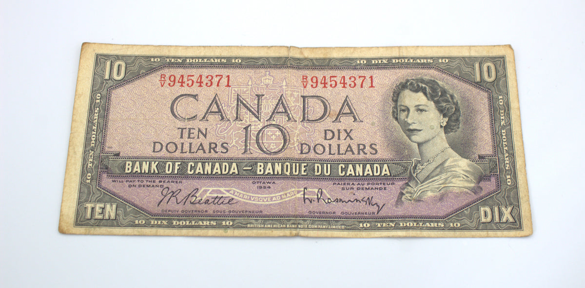 1954 Bank of Canada $10 Banknote, F-12