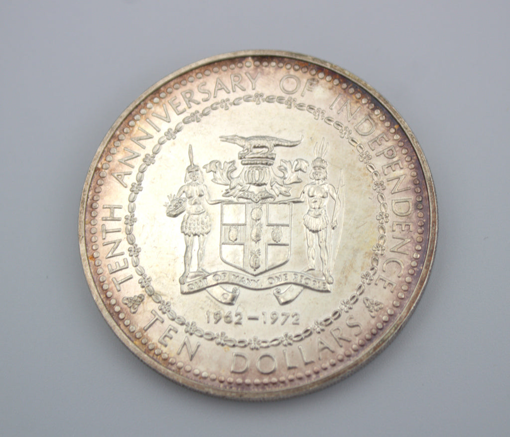 1972 Jamaica 10th Anniversary of Independence $10 Silver Coin