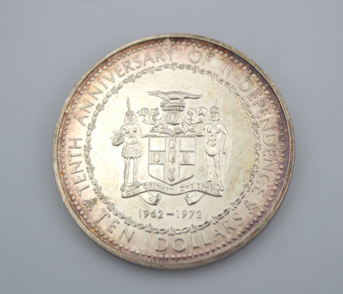 1972 Jamaica 10th Anniversary of Independence $10 Silver Coin