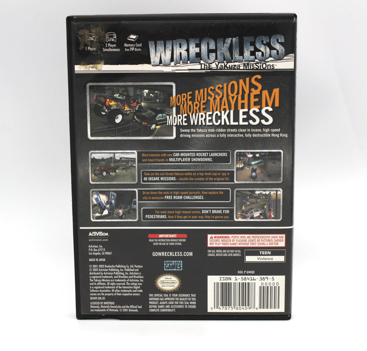 Wreckless: The Yakuza Missions (Nintendo GameCube, 2002), Tested & Working