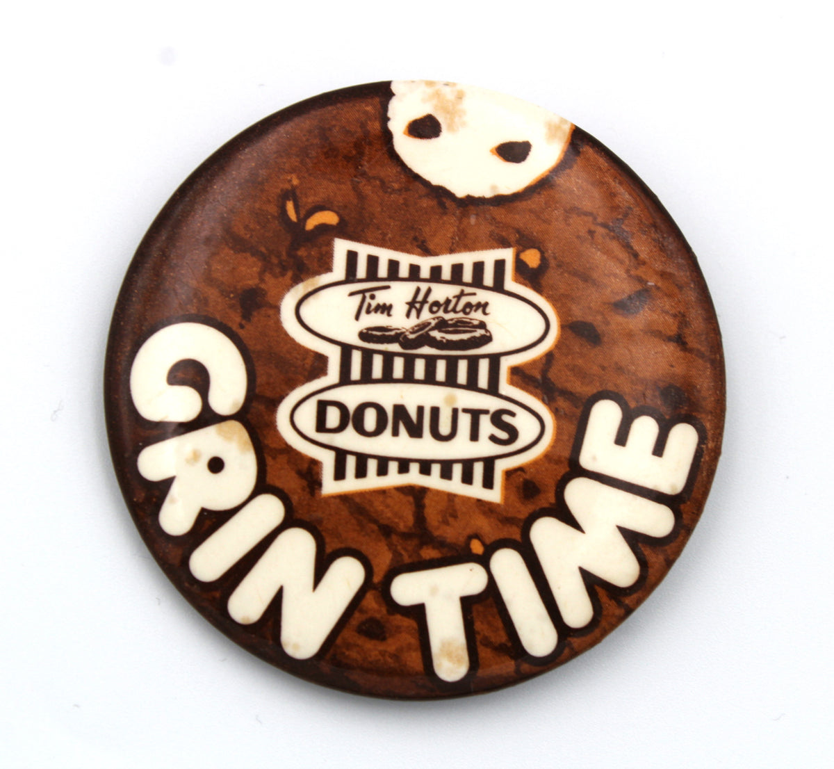 c. 1970's - 1980's Tim Horton's Donuts "Grin Time" Promotional Pinback