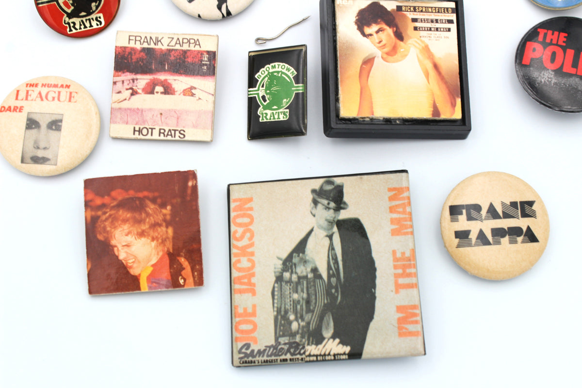 1970's and 1980's Heavy Metal & Rock Pinback Lot, AC/DC, The Doors, Sex Pistols